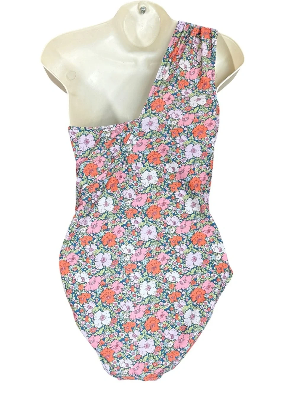 J.Crew Liberty Meadow Song One Shoulder Ruched One Piece Swimsuit Floral Size 4